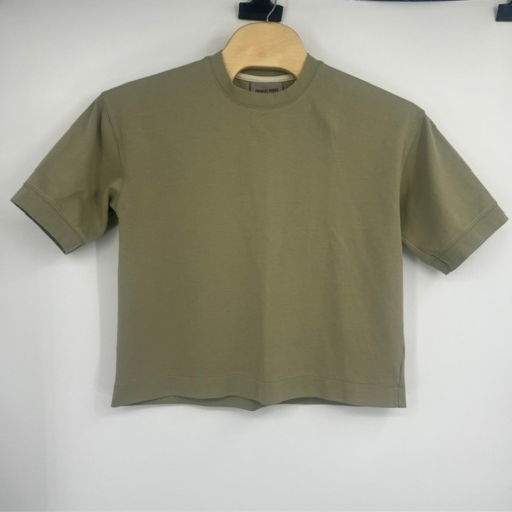 Amongst Others Mens Large Olive Green Boxy Tech Stretch Short Sleeve T-Shirt